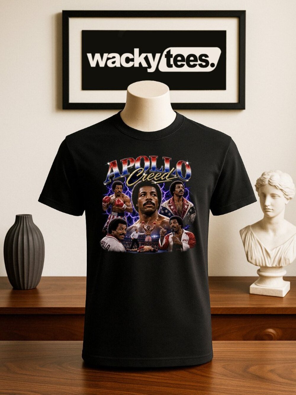 Apollo Creed Bootleg Style Portrait Rocky Boxing Graphic Tee Shirt